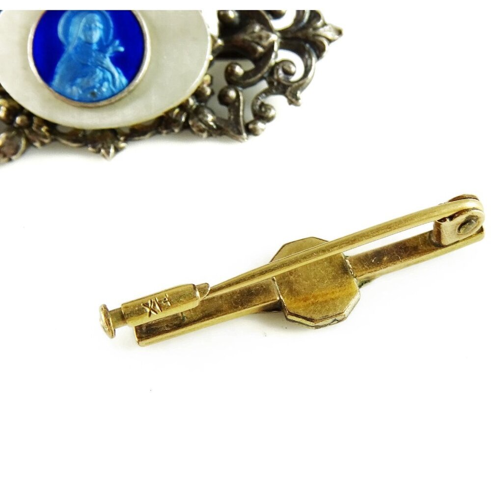 Vintage St Therese Brooch Bar Pin Lot Blue Enamel FIX Goldplated - Picture 5 of 7